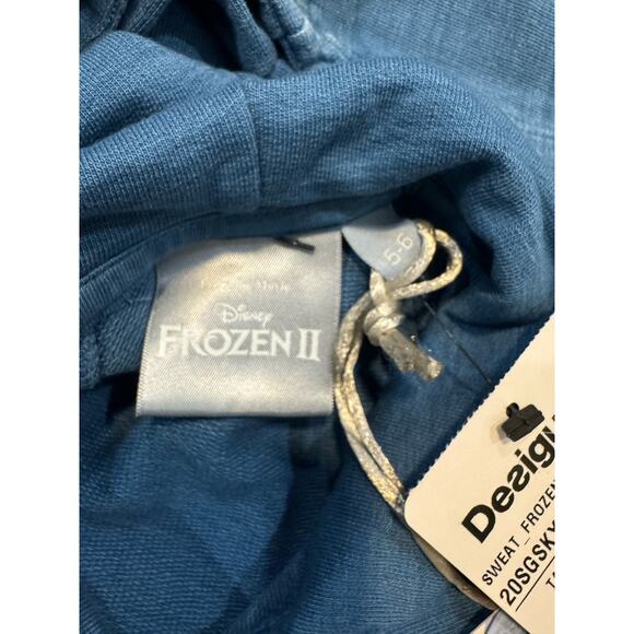 DESIGUAL NWT $79 Frozen II Blue Cropped Hoodie White Logo Size Y 5/6 - Picture 4 of 6